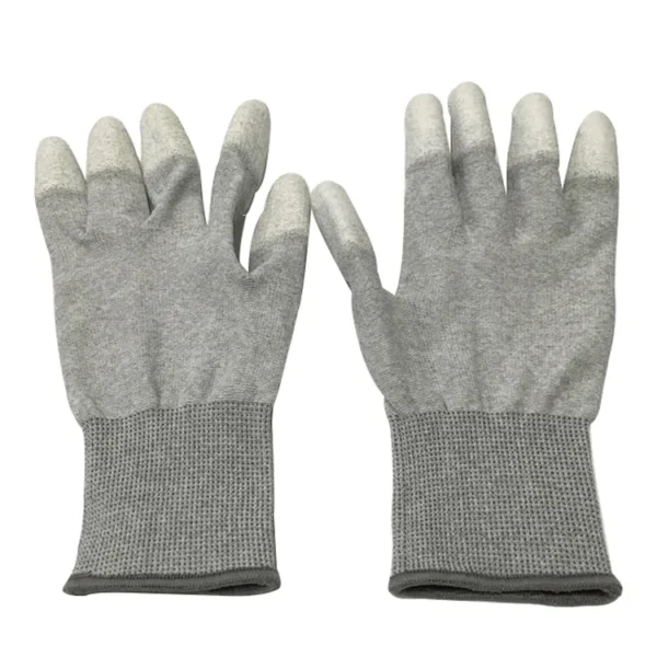 Guantes recubiertos de PU de ajuste superior de dedo ESD de fibra de carbono antiestático calibre 13 OEM Guantes recubiertos de PU - Image 2