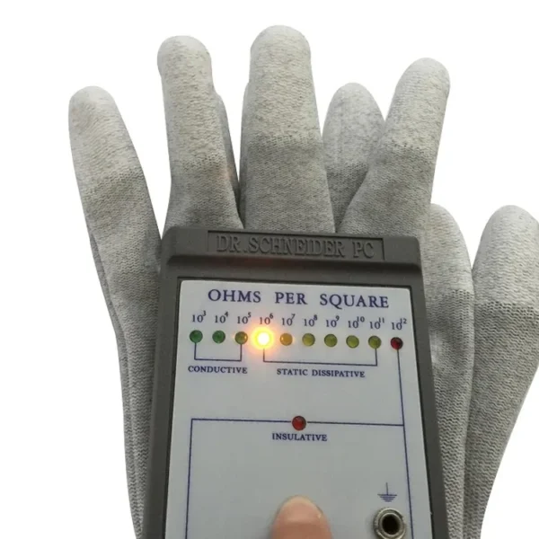 Guantes recubiertos de PU de ajuste superior de dedo ESD de fibra de carbono antiestático calibre 13 OEM Guantes recubiertos de PU - Image 4