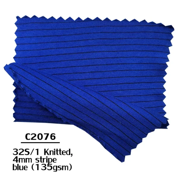 Azul 98% algodón 2% fibra de carbono 4mm rayas ESD tejidos POLO para camiseta de Control estático