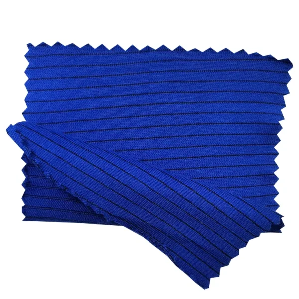Azul 98% algodón 2% fibra de carbono 4mm rayas ESD tejidos POLO para camiseta de Control estático - Image 4