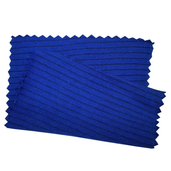 Azul 98% algodón 2% fibra de carbono 4mm rayas ESD tejidos POLO para camiseta de Control estático - Image 3