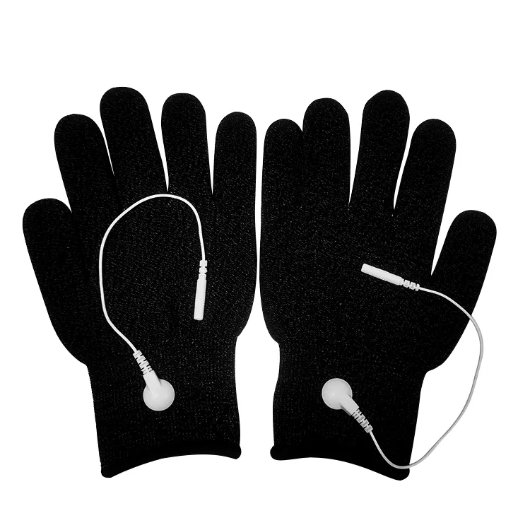 Guantes de masaje de electrodos de terapia física TENS / EMS de fibra de plata conductiva con guantes de masaje de electrodos de electroterapia de muñeca - Image 2