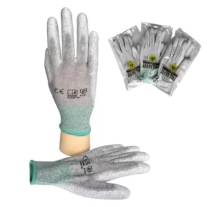 Guantes recubiertos antiestáticos ESD de seguridad de palma de PU de carbono de venta caliente para guantes recubiertos de PU industriales