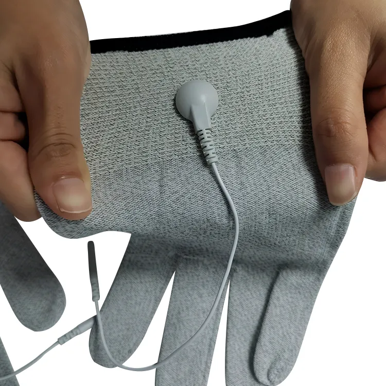 Guantes de masaje de alta conductividad Guantes de terapia magnética de fibra de plata para guantes de masaje con electrodos de electroterapia - Image 2