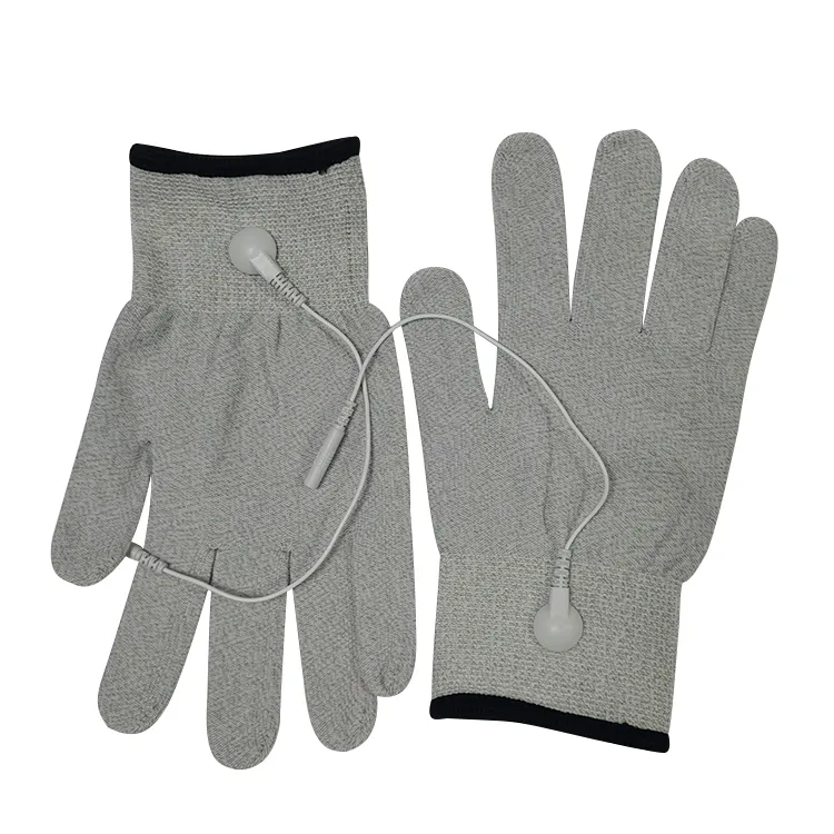 Guantes de masaje de alta conductividad Guantes de terapia magnética de fibra de plata para guantes de masaje con electrodos de electroterapia - Image 5