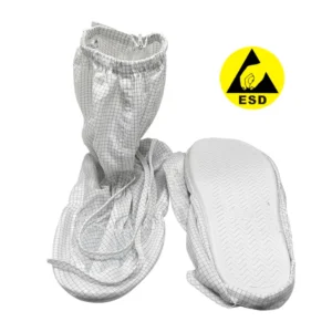 ESD calza la bota a prueba de polvo del recinto limpio de los botines de seguridad de la tela del ceñidor blanco antiestático de 5m m