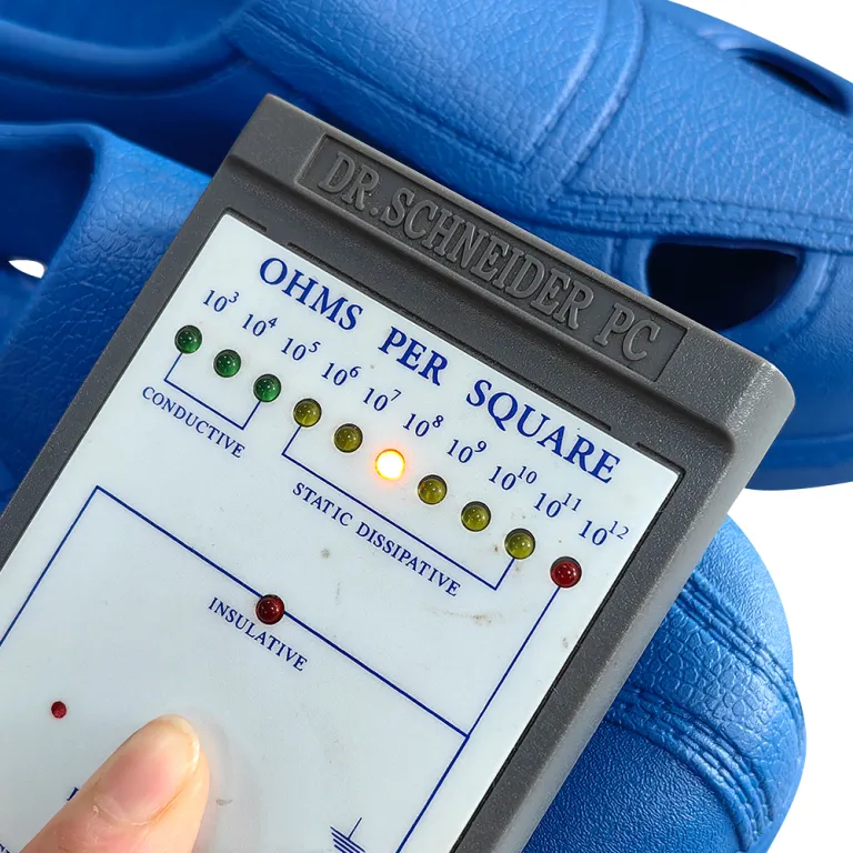 Sandalias antiestáticas materiales de cuatro agujeros de la seguridad del taller del ESD del SPU del moldeado integrado durable azul - Image 6