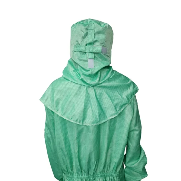 Ropa de seguridad antiestática ESD de color verde sin pelusa de fábrica de China para bata de sala limpia - Image 2