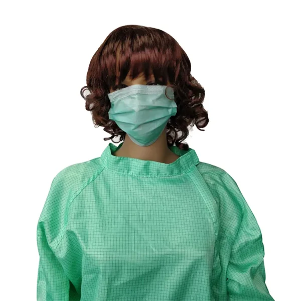 Ropa de seguridad antiestática ESD de color verde sin pelusa de fábrica de China para bata de sala limpia - Image 3
