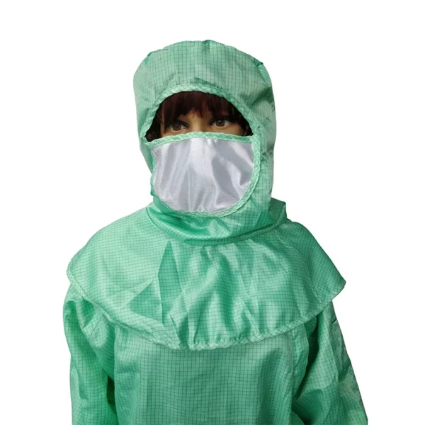 Ropa de seguridad antiestática ESD de color verde sin pelusa de fábrica de China para bata de sala limpia - Image 4