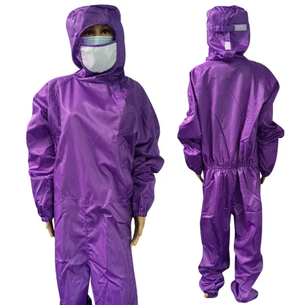 Overol antiestático ESD con cremallera lateral lavable de protección para salas limpias de alta calidad - Image 2