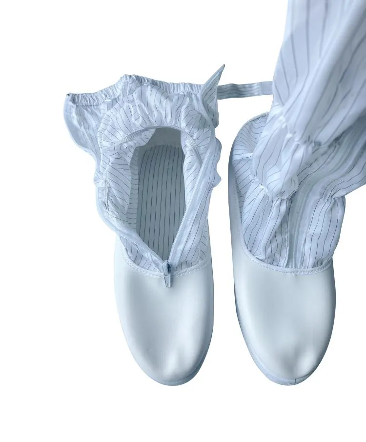 Botines para sala blanca de trabajo de seguridad industrial de color blanco y azul de manga larga Botas ESD