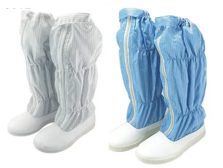 Botines para sala blanca de trabajo de seguridad industrial de color blanco y azul de manga larga Botas ESD - Image 3