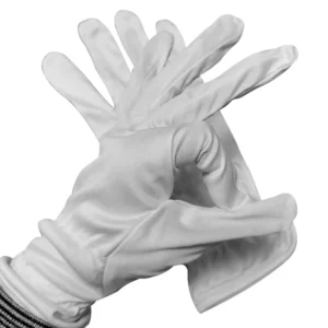 80 % poliéster + 20 % nailon Guantes de joyería blancos Guantes de microfibra sin polvo Reloj Etiqueta Protección laboral Guantes de trabajo ESD Guante sin polvo