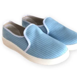 Zapatos de protección de trabajo superior de lona con rayas ESD antiestáticas para salas limpias Zapatos con suela de PU/PVC ESD
