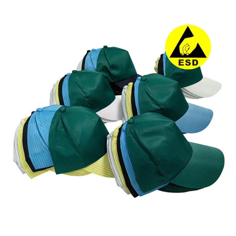 Sombrero libre de polvo modificado para requisitos particulares del poliéster de la raya del ESD 5m m del trabajo del recinto limpio de los colores