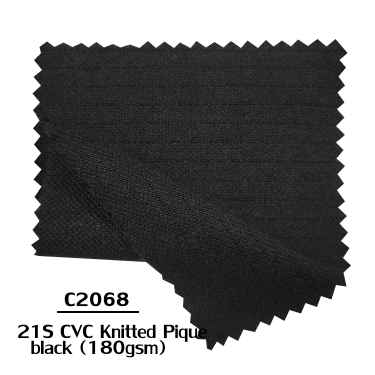 Tela de camiseta antiestática ESD de absorción de sudor de punto negro con 60% algodón, 38% poliéster, 2% carbono