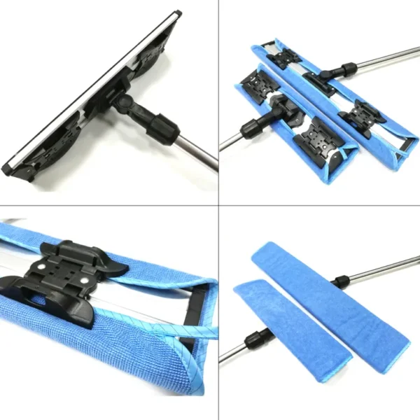 Trapeador plano de aluminio purificado sin polvo antiestático ESD industrial del paño de la fregona de la microfibra del recinto limpio - Image 2