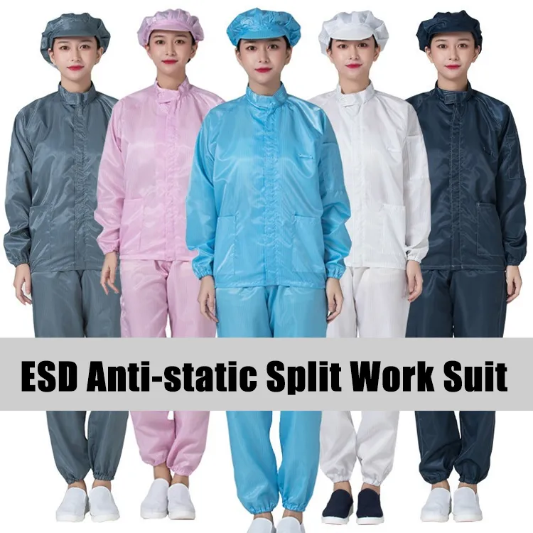 Overol antiestático ESD lavable sin polvo para laboratorio de sala limpia Overol de traje de trabajo dividido - Image 2