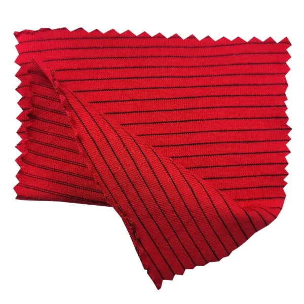 Tela de camiseta antiestática de punto ESD 98% algodón 2% fibra de carbono 4mm tela de camisa Polo de algodón de rayas dobles - Image 4