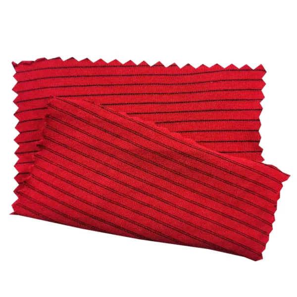 Tela de camiseta antiestática de punto ESD 98% algodón 2% fibra de carbono 4mm tela de camisa Polo de algodón de rayas dobles - Image 3