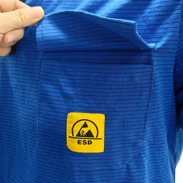 Hombres& Polo antiestático antiestático ESD de la raya unisex de la ropa de la seguridad de la ropa del ESD de las mujeres - Image 4