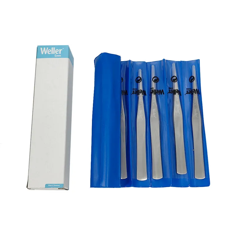 Pinzas Weller Erem Aasa de 125 mm con extremo recto puntiagudo Pinzas de acero inoxidable resistentes al ácido diamagnético de 0,4 mm